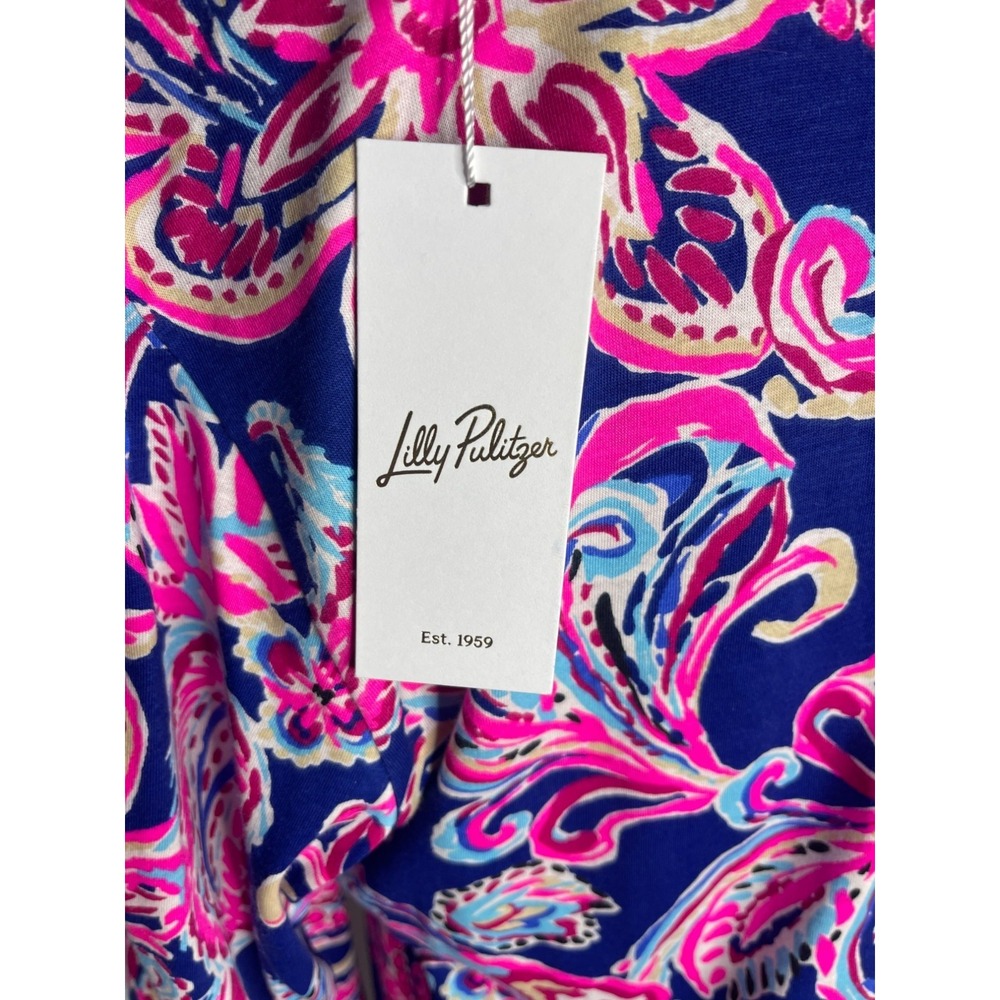 Lilly Pulitzer Womens XL Blue & Pink Floral Print Dress With Button-Front Neckli - Picture 5 of 8